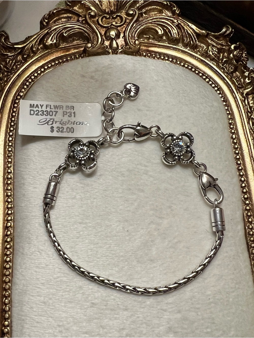 Brighton Retired May Flower Crystal Add-A-Charm Bracelet
